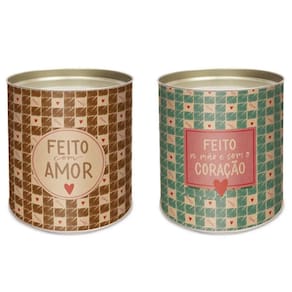 Lata Para Ovo Rígida 350g Páscoa Feito Com Amor Sweet Composê 10x18cm - 12 Un