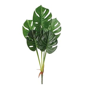 Folhas Decorativas Permanentes - Buquê Costela De Adão X7 75cm Verde - 1 Buquê