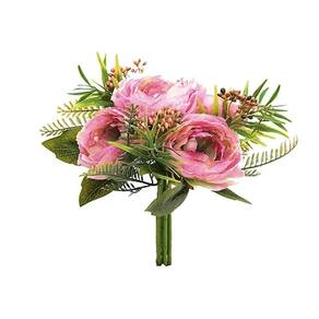 Flores Decorativas Permanentes - Ramalhete Ranúnculo 30cm Rosa Claro-verde - 6 Ramalhetes