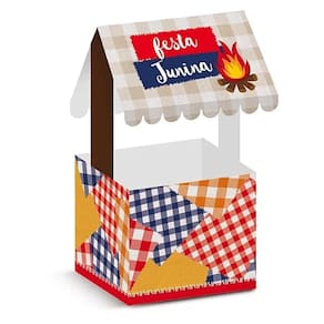 Cachepot Barraca Xadrez Junino 10x10x19,5cm - 8 Un