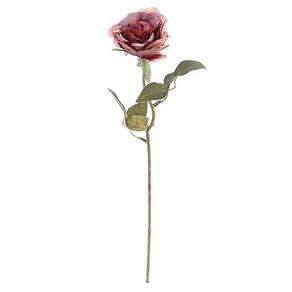 Flores Decorativas Permanentes - Rosa Solitária 38cm Rosa Velho-verde - 6 Hastes