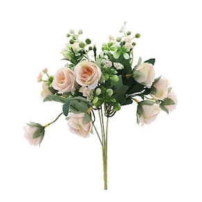 Flores Decorativas Permanentes - Buquê De Rosas X8 32cm Rosa Chá - 6 Buquês