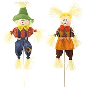 Kit Espantalho Decorativo - Haste Para Festa Junina - Nércio E Pitanga 77cm - 2 Un