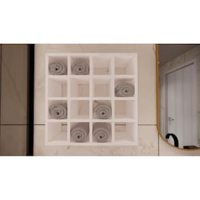 Toalheiro 16 Nichos Para Toalhas Decoração Multiuso Branco Cód.816