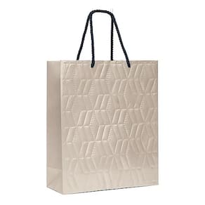 Kit Sacola De Papel Premium Relevo Marfim M 31x26x10cm - 10 Un