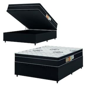 Cama Box Baú Casal Colchão Espuma 138x188x66m Orthoface Grafite Polar