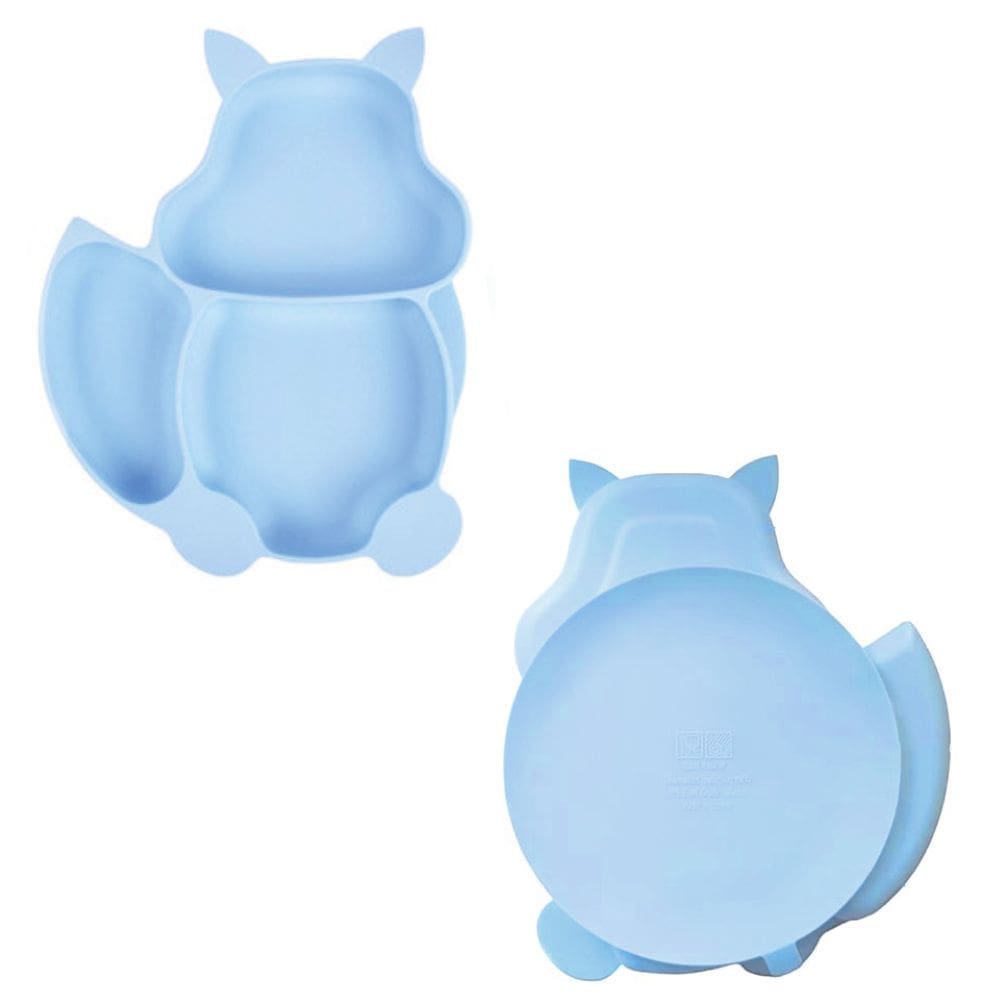 Prato Infantil Silicone 3 Divisórias Alimentação C/ Ventosa Azul