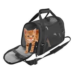 Bolsa Pet Mochila Transporte Gato Cachorro Canguru Dobravel Mala Viagem Passeio Carro Preta Com Visor