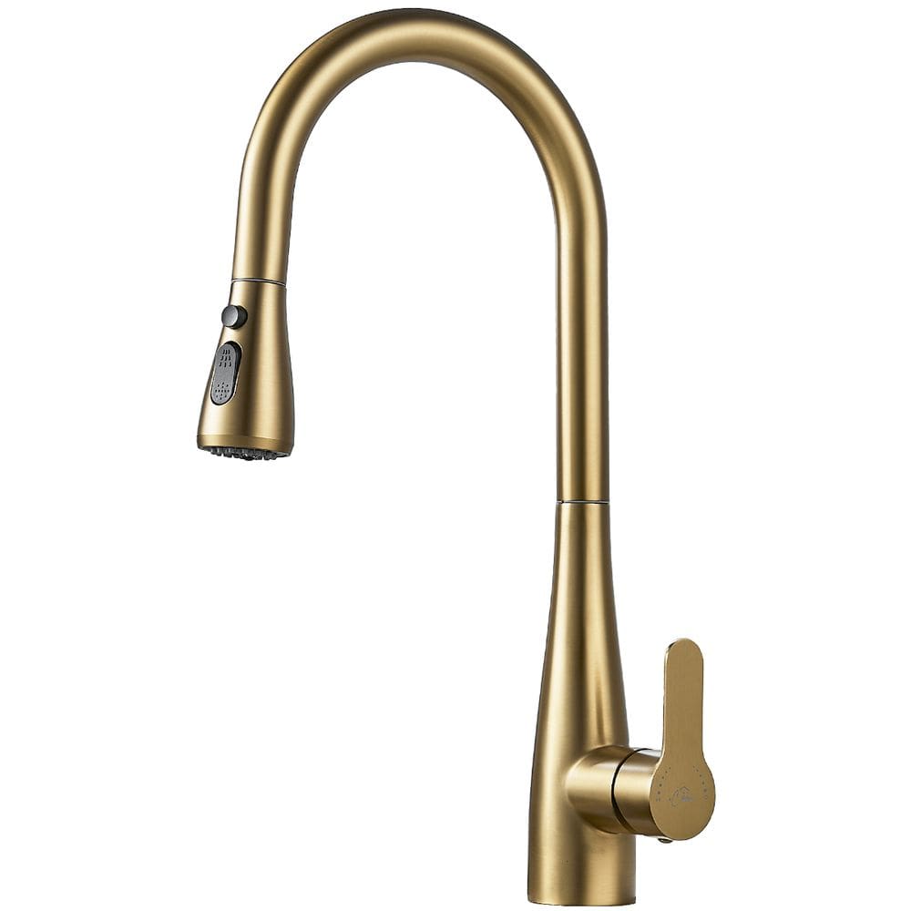 Torneira de Cozinha Gourmet Extensível Misturador Monocomando Move Dourada Escovada