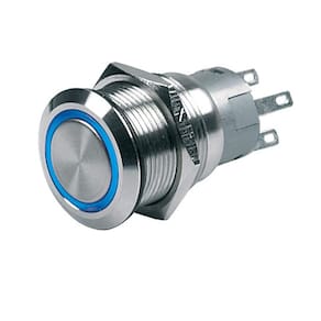 Interruptor de botão de pressão BEP 12V liga/desliga momentaneamente com LED azul