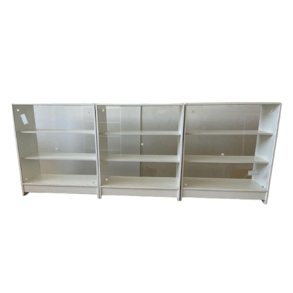 Balcões Mdf + Vidro Expositor  Lojas E Comércios Branco Com 3 - Suprema Móveis