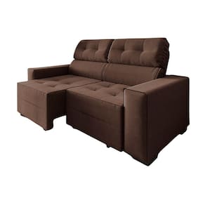 Sofá New York 2 Mts Retrátil E Reclinável Catraca Blindada Suede Marrom