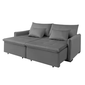 Sofá Cama Slim New Roma Mts Veludo Molas Bonnel Com Pillow Cor:cinza