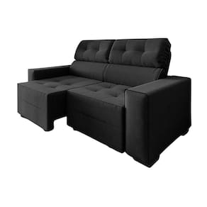 Sofá New York 2 Mts Retrátil E Reclinável Catraca Blindada Suede Preto