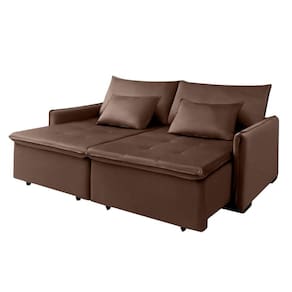 Sofá Cama New Roma Mts Molas Bonnel Veludo Marrom