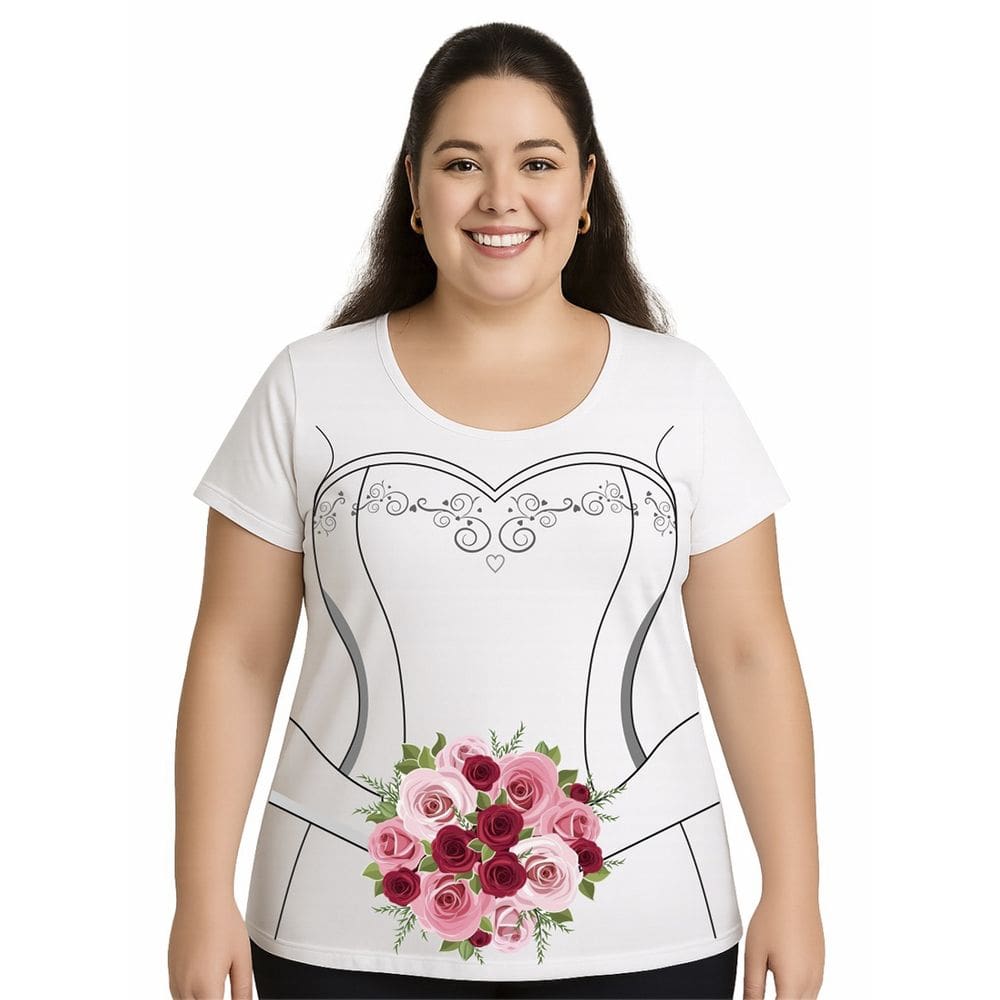 Camiseta Feminina Chá Bar Noiva Buquê Tamanho Especial Plus Size