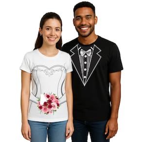 Camisetas Casal Noivos Kit Masculina e Feminina Chá Bar