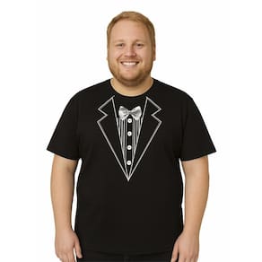 Camiseta Masculina Manga Curta Chá Bar Noivo Gravata Tamanho Especial Plus Size