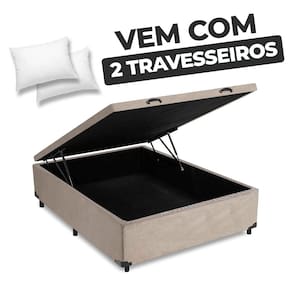 Cama Box Baú Casal 138x188x41cm + 2 Travesseiros