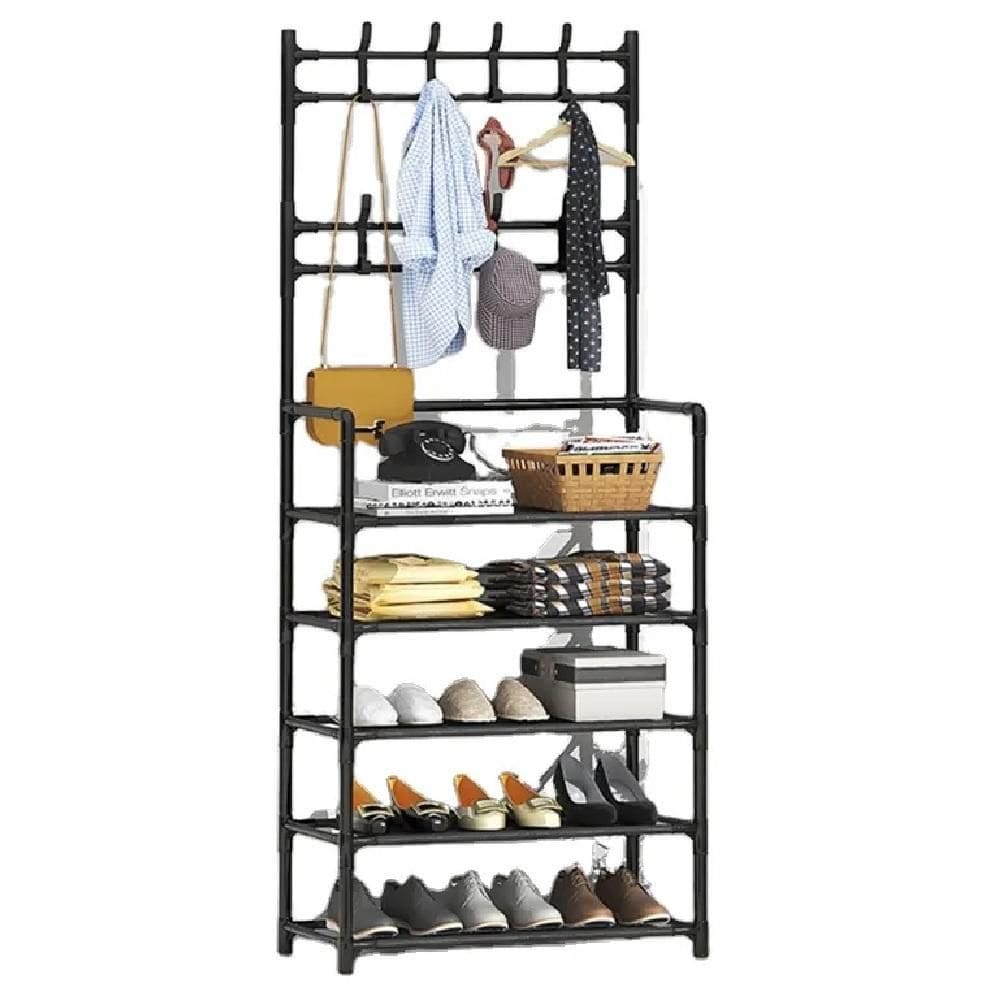 Estante Sapateira 5 Prateleiras Modular Guarda Roupa Organizador Arara Cabideiro Gancho Bolsa Brinquedos Sapatos