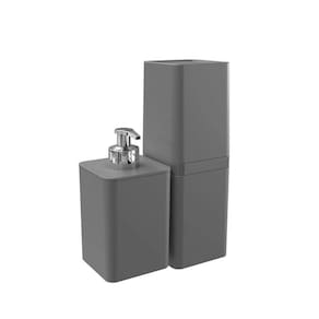 Kit Banheiro 2 Peças Dispenser De Sabonete E Porta Escova - Stolf Cinza