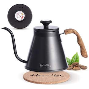 Gooseneck Chaleira de Água 1.1L com Termômetro e Cabo Anti Calor, Aço Inox, HARRIET, Preto