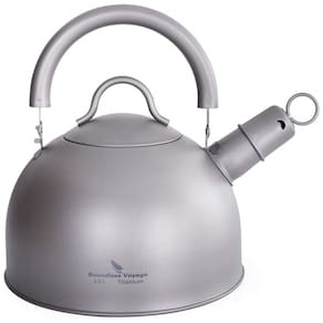 Chaleira de Chá Ultraleve Boundless Voyage Ti1584A 2 Litros em Titânio com Apito, Cinza