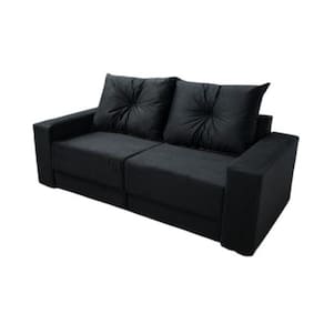 Sofá Retrátil Estrela 190cm Com Almofadas Plus Preto - Kasacomigo
