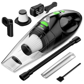 Aspirador de Pó Portátil sem Fio Recarregável para Carro e Móveis, 12V 120W, MELOHO, Preto e Verde