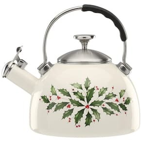 Chaleira Para Preparar Chá com Estilo Nas Suas Férias com Assobio e Capacidade de 2,3L, Lenox 892561, Branca e Verde