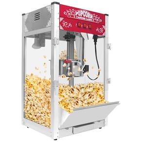 Pipoqueira Comercial, Aço Inoxidável 1440W para Mesa com Vidro Temperado para Cinema em Casa, Vermelho,Jaxenor