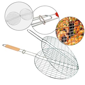 Grelha Dupla para Churrasco Inox Carne Hambúrguer Legumes