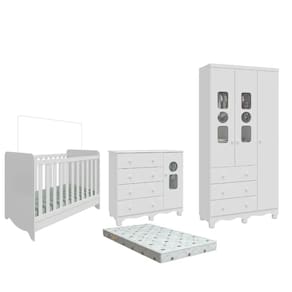 Quarto Bebe Completo Dorabelly Dyte MDF 3 Pt + Colchão