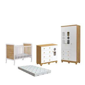 Quarto Bebe Completo Dorabelly Cloe MDF 3 pt + Colchão