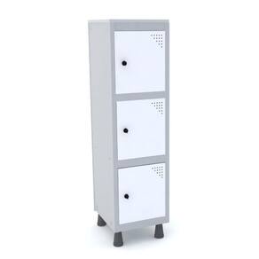 Mini Roupeiro Aço 3 Portas Branco Tranca Cadeado - Pandin