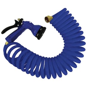 Mangueira em espiral Whitecap 4,5 m com bico ajustável azul