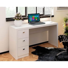 Mesa Escrivaninha Juvenil Me4102 Com 3 Gavetas Branco Tecno Mobili