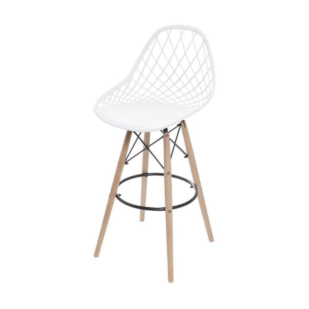 Banqueta Boxbit Kaila Branca Base Madeira