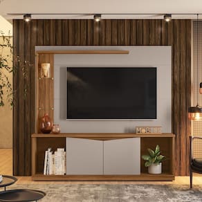 Estante Home para Tv até 65 Polegadas 2 Portas Home Tucson 1.8 Cinamomo Mel/ Grigio Fosco