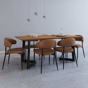 Mesa de Jantar com 6 Cadeiras Toronto Caramelo/Mel/Preto