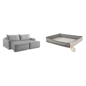 Sofá Retrátil 160cm 2 Lugares Moon 2323 com Kit Usb e Cama para Pet Retangular Amora P Cinza