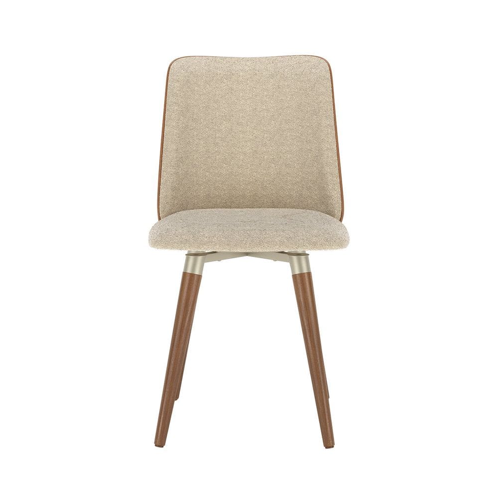 Conjunto com 2 Cadeiras Giratórias Madeira Natural Dakota - caixa com 2 Unidade - Natural/Champanhe/Boucle 04/Caramel