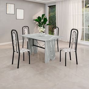 Conjunto para Sala de Jantar com 4 Cadeiras Lara Arabesco / Preto