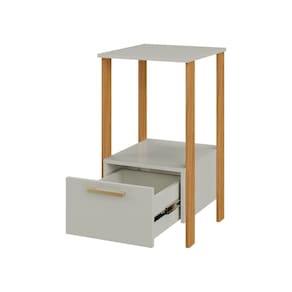 Mesa Lateral Auxiliar com 1 Gaveta Industrial Freijo/ Off White