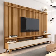 Rack com Painel para Tv 86 Polegadas Pés em Madeira Maciça Vivare Marrom/Off White
