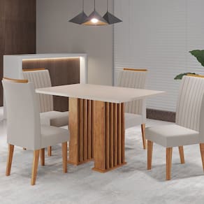 Conjunto Sala de Jantar 4 Cadeiras Fran Mel/ Blonde /Pastel