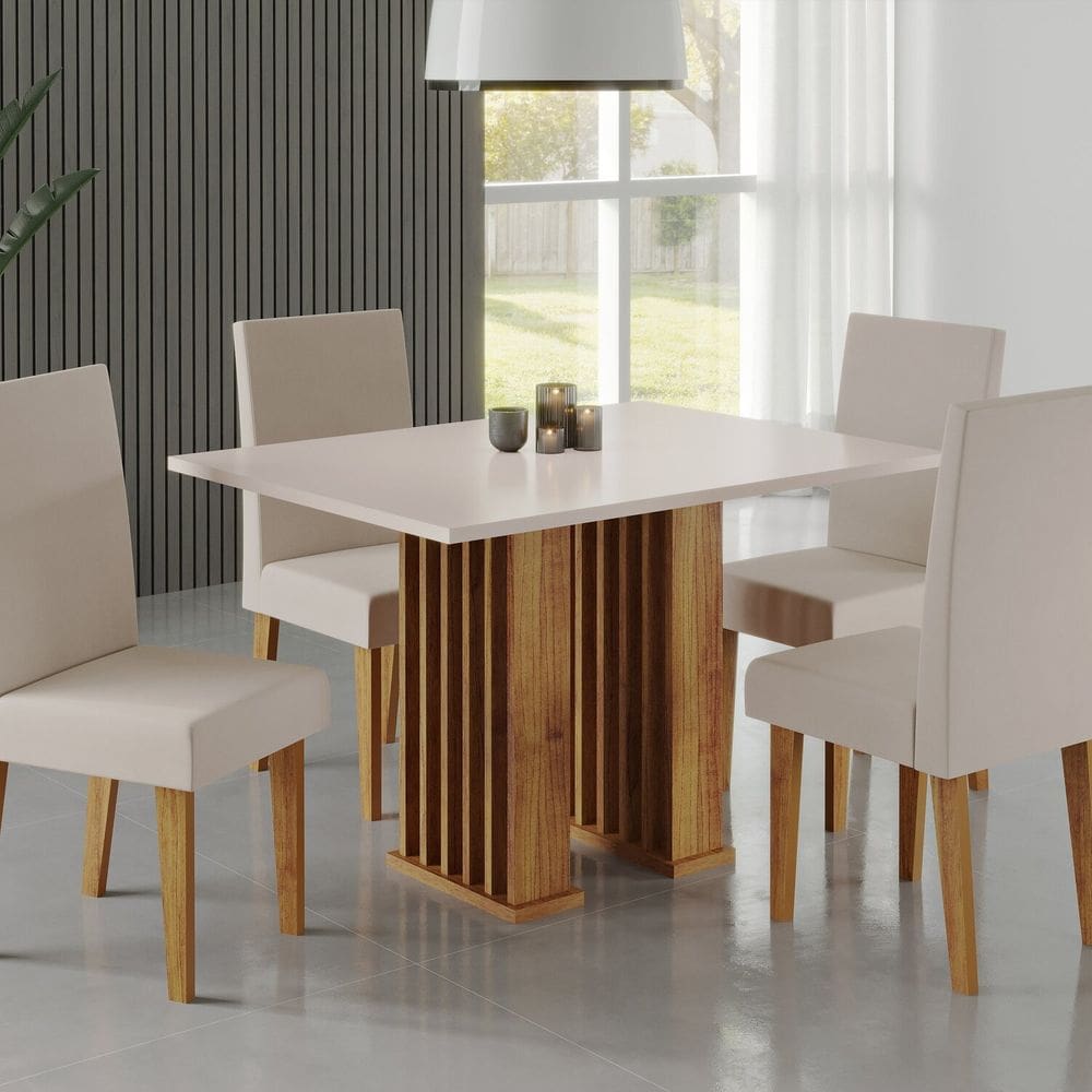 Conjunto Sala de Jantar 4 Cadeiras Venus Mel /Blonde/ Pastel