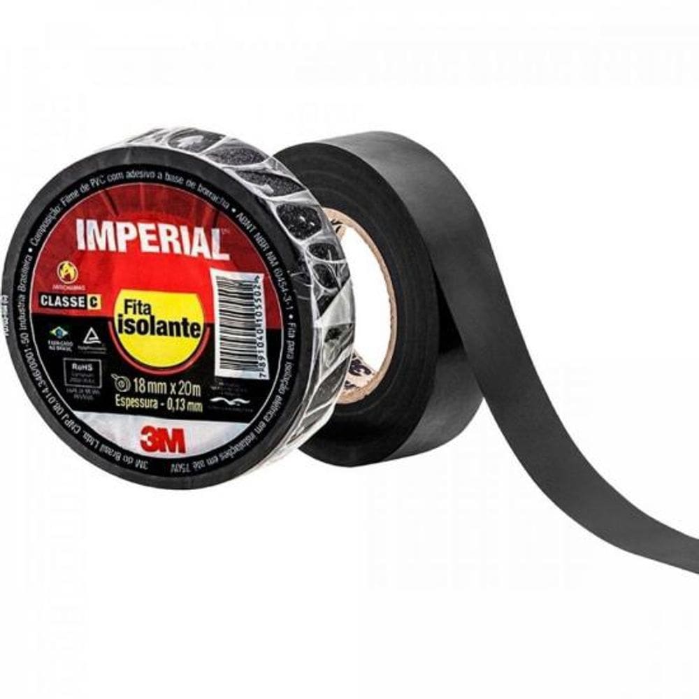 Fita Isolante 18mmx20m Preta 3M - 10 Unidades
