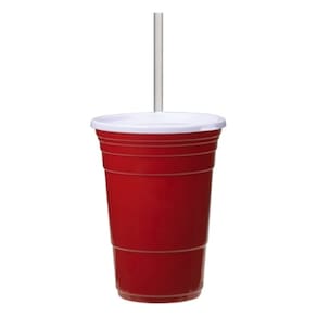 Copos de vidro reutilizáveis Red Cup Living 710mL com tampa e canudo