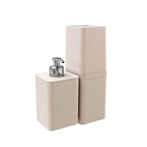 Kit Banheiro 2 Peças Dispenser De Sabonete E Porta Escova - Stolf Areia